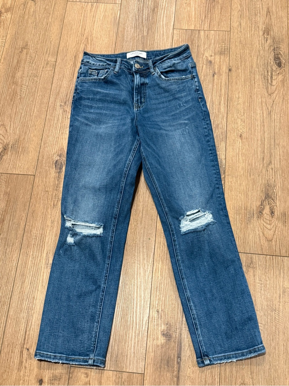 Lovervet by Vervet Relaxed Straight-Leg Ripped Jeans - Medium Blue